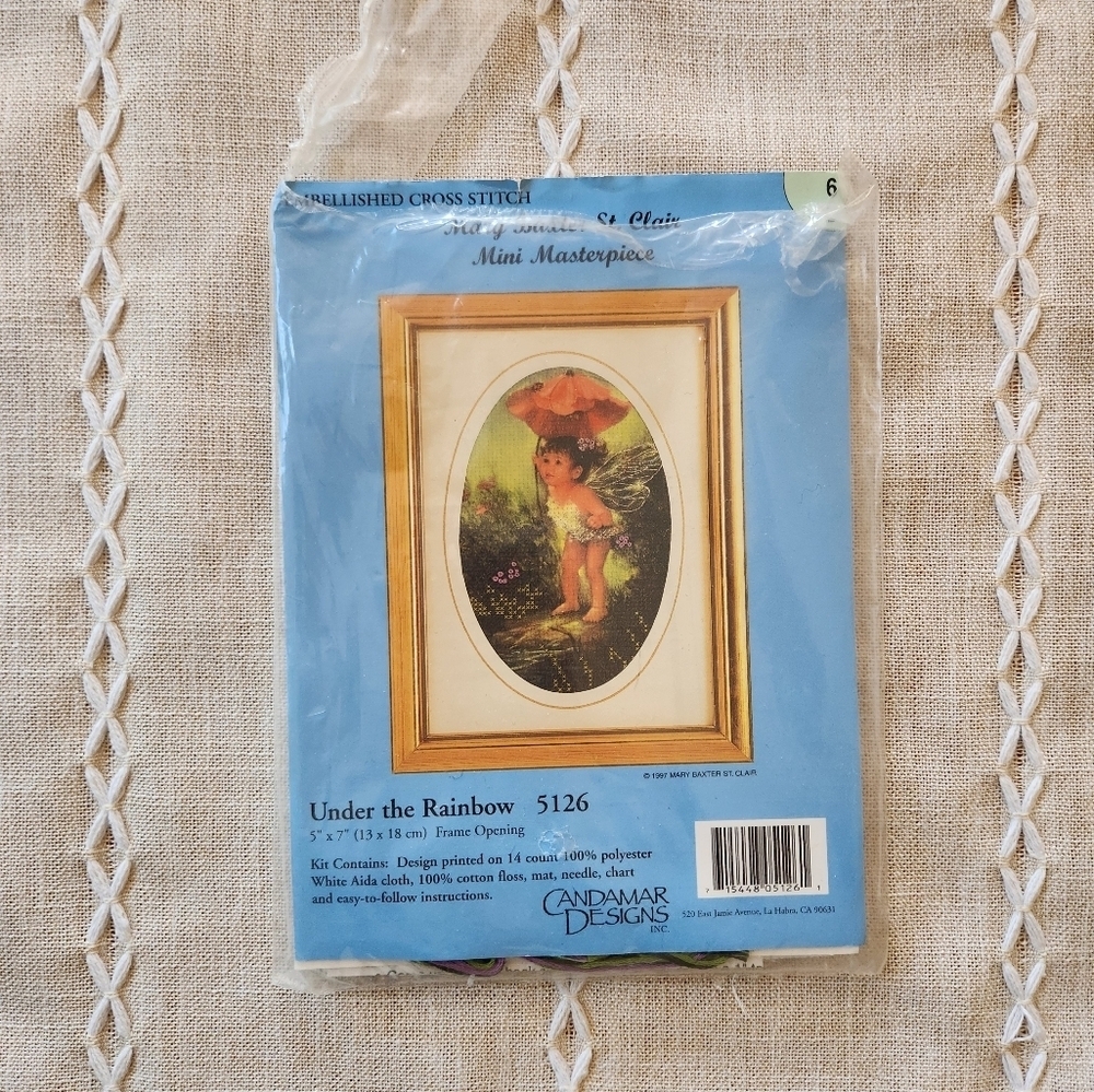 Under the Rainbow Fairy Cross Stitch Kit Mary St. Clair Crafts Candamar Vintage